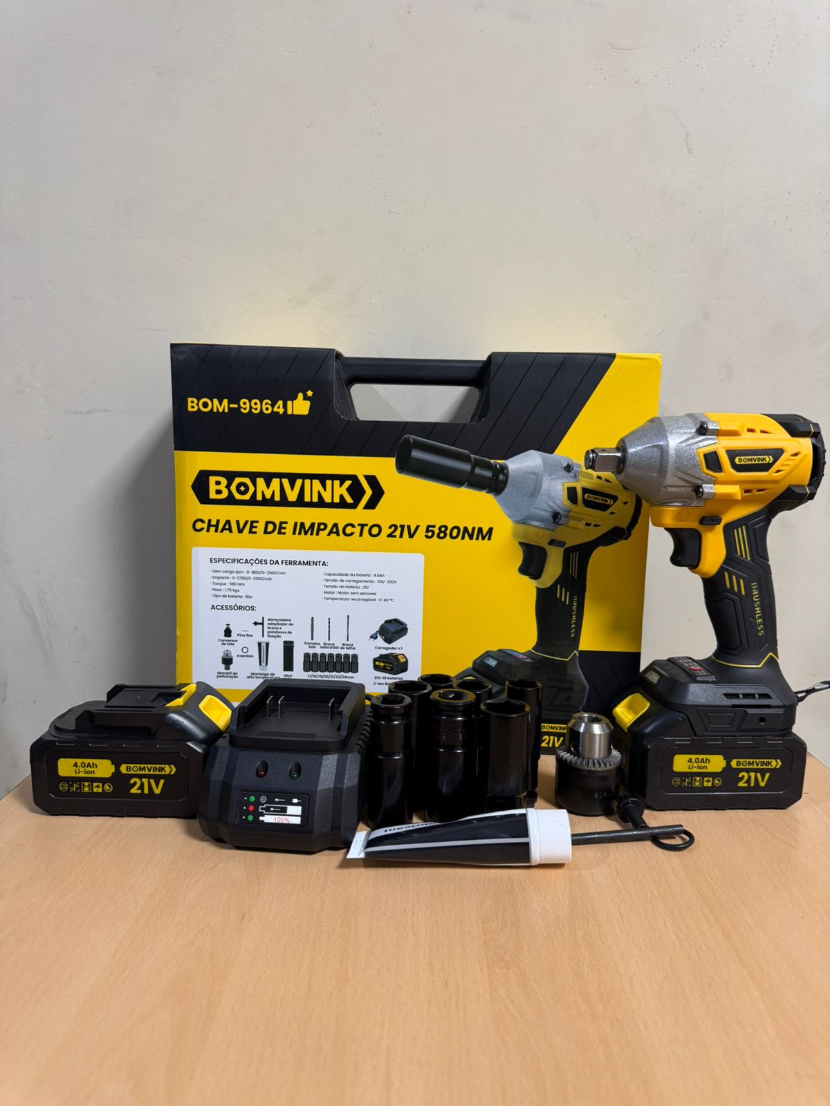 🚀 POTENCIA Y VELOCIDAD EN TUS MANOS ¡Llave de Impacto BOMVINK 21V – 580Nm! 🔧